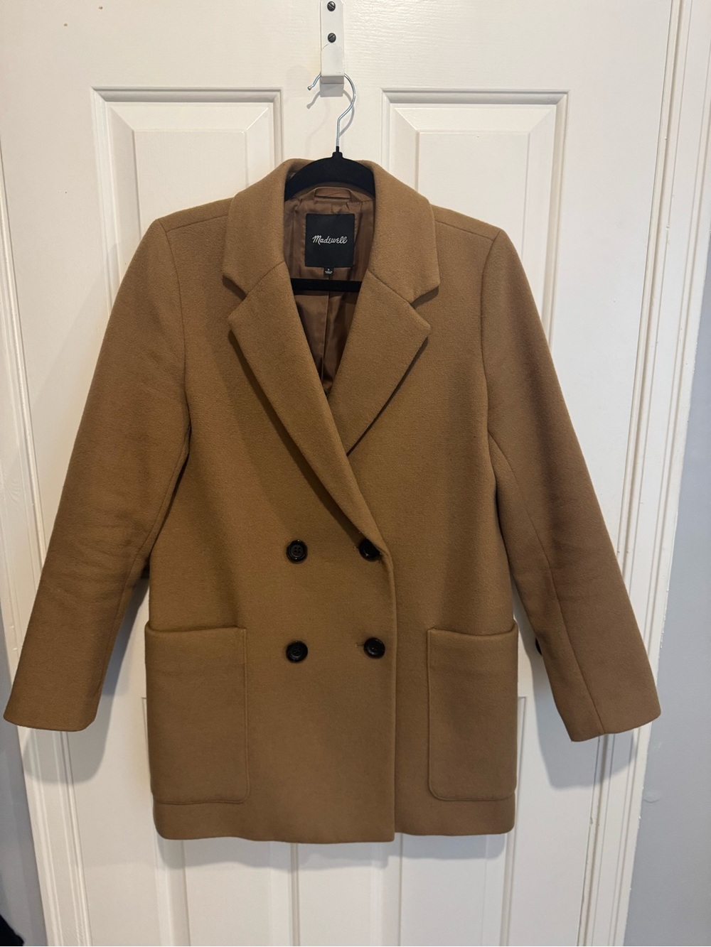 Madewell Camel Double-Breasted Wool Peacoat